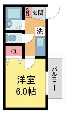 エスポワール宝塚(1K/2階)の間取り写真