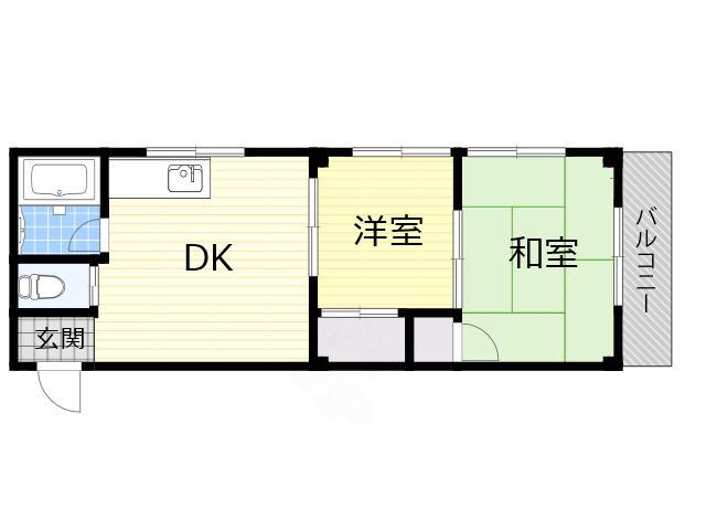 カーサビアンカ(2DK/5階)の間取り写真