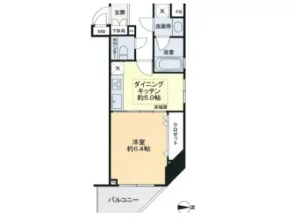 ドメイン広尾(1DK/6階)の間取り写真