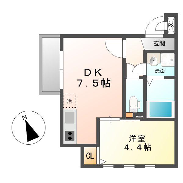 ムーブ六番町ウエストMOVE六番町ウエスト(1DK/1階)の間取り写真