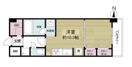 KDX堺筋本町レジデンス(ワンルーム/7階)の間取り写真