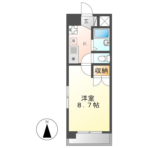 プロビデンス桜山(1K/2階)の間取り写真