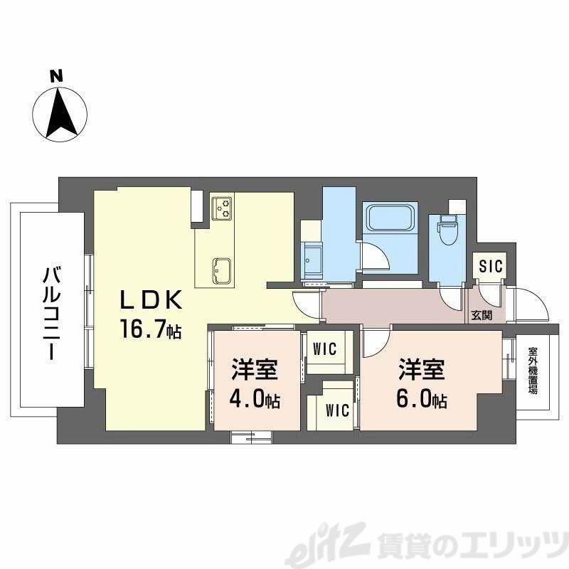 グラン セレニオ 江坂(2LDK/6階)の間取り写真