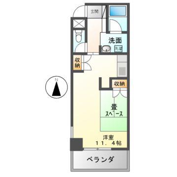 鶴舞ガーデンコート(1K/4階)の間取り写真