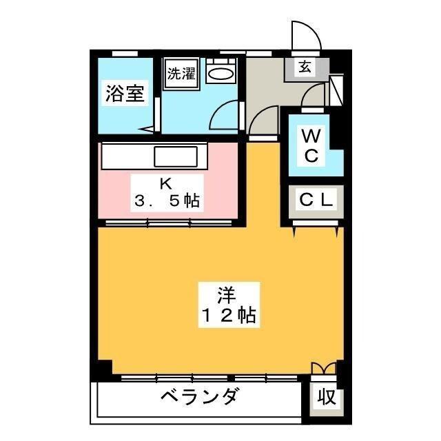 早苗ビル 西館(1K/4階)の間取り写真