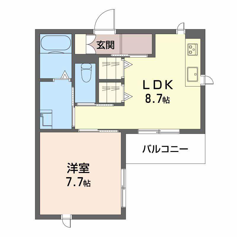 ジョイア白島(1LDK/1階)の間取り写真