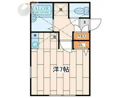 パームハウス(ワンルーム/1階)の間取り写真