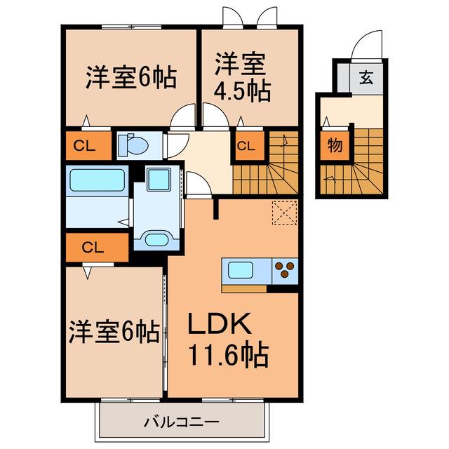 ベルデュール(3LDK/2階)の間取り写真