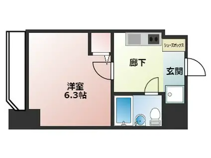 フォーリアライズ難波南ファーロ(1K/2階)の間取り写真