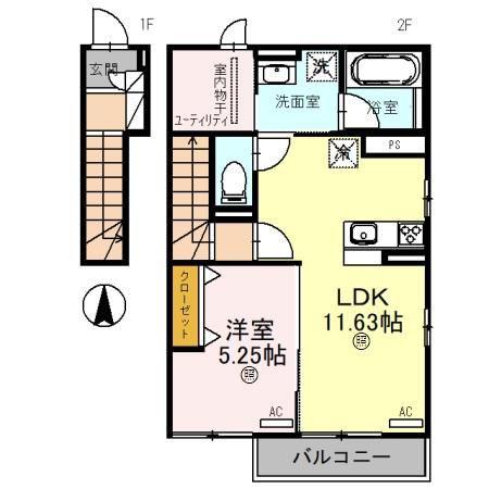 MAISON DE FUKUMI(1LDK/2階)の間取り写真