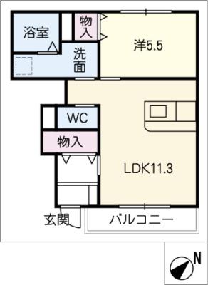 リリーワイズ(1LDK/1階)の間取り写真