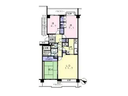 パーク・ハイム用賀南(3LDK/4階)の間取り写真