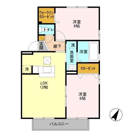 ロイヤルヒルズI(2LDK/1階)の間取り写真