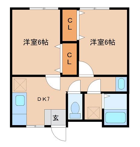 VILLA NICE(2DK/2階)の間取り写真