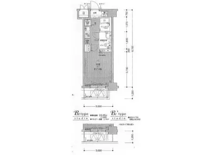 メインステージ八丁堀(1K/3階)の間取り写真