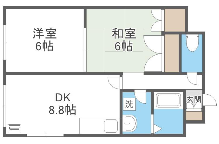 フォーシス本通17(2LDK/1階)の間取り写真