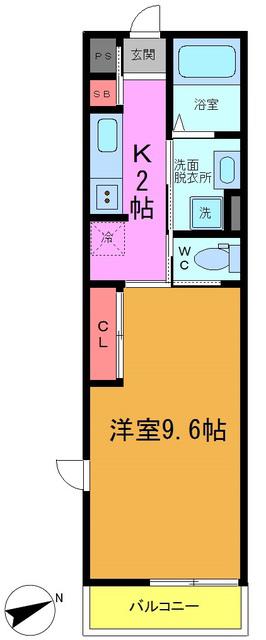 リブリ・AITSUNE(1K/2階)の間取り写真