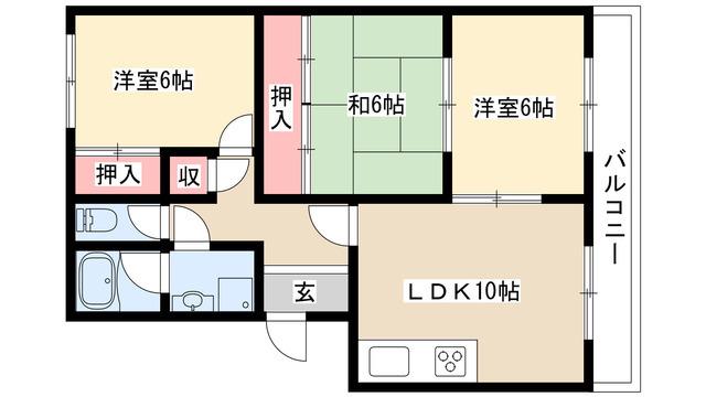 エクセル大和(3LDK/4階)の間取り写真