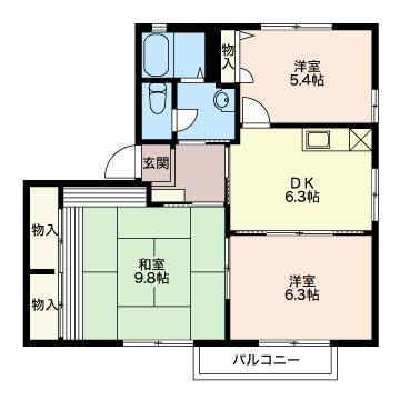 グリーンパレス(3DK/2階)の間取り写真
