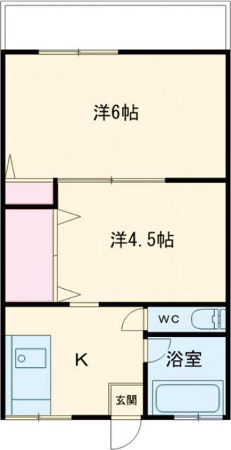 コーポ野辺(2K/2階)の間取り写真