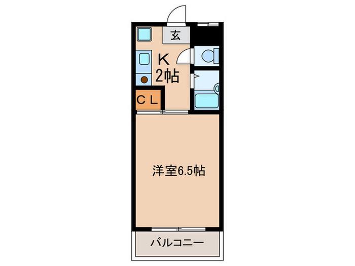 クロッシング・ヴィラ悲田院(1K/2階)の間取り写真