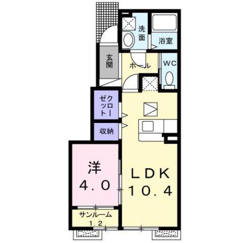 ジュネス・アルモニー(1LDK/1階)の間取り写真