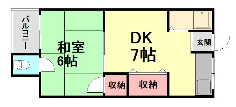 フジワ荘(1DK/2階)の間取り写真