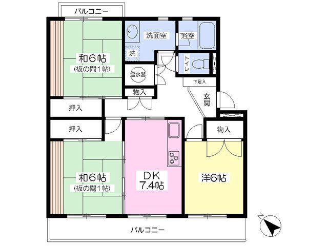 コンフォート屋形A棟(3DK/2階)の間取り写真