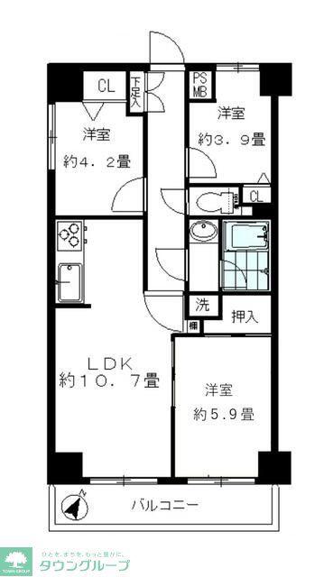 HARU菊名I(3LDK/4階)の間取り写真