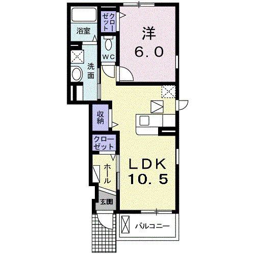 エスポワール山の街I(1LDK/1階)の間取り写真