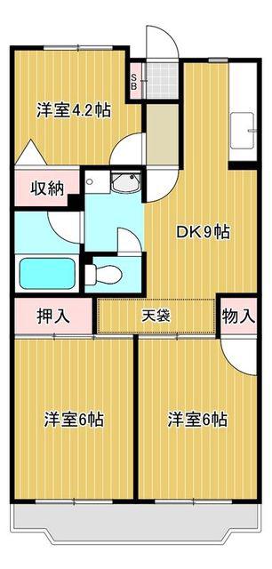 パレス桜(3DK/2階)の間取り写真