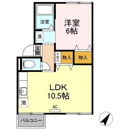 さくら荘 B(1LDK/2階)の間取り写真