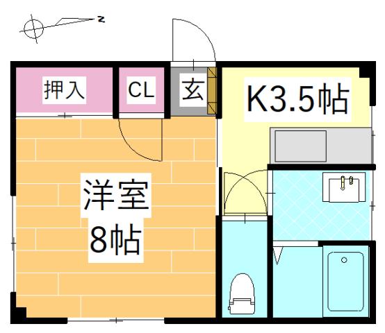 コーポかすみ(1K/3階)の間取り写真
