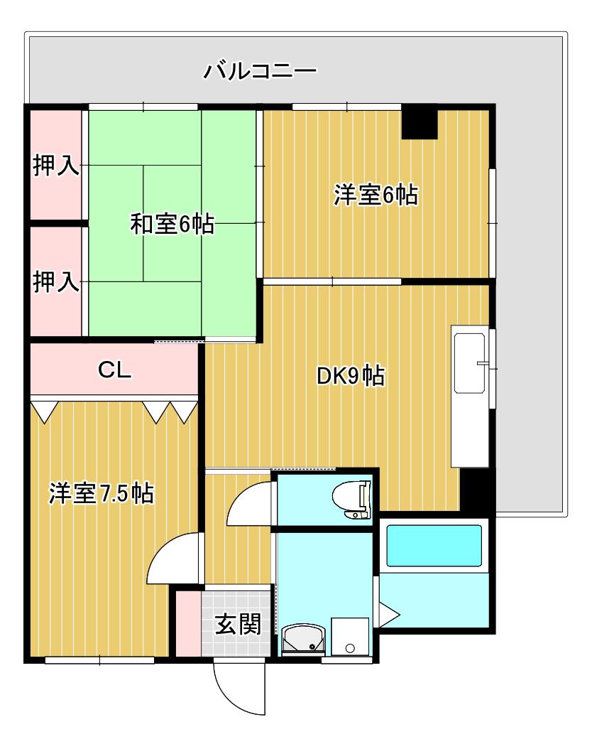 サングリーン21(3DK/3階)の間取り写真