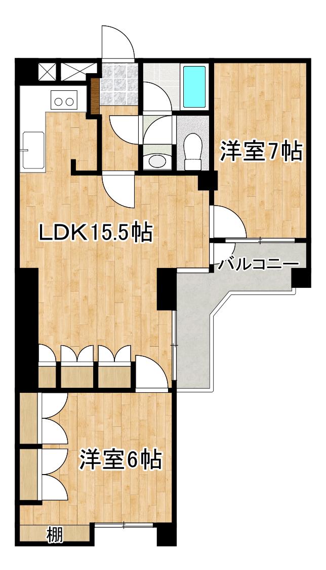 ベルテ音羽台(2LDK/4階)の間取り写真