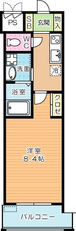 ERUZA GRANZ戸畑千防(1K/4階)の間取り写真