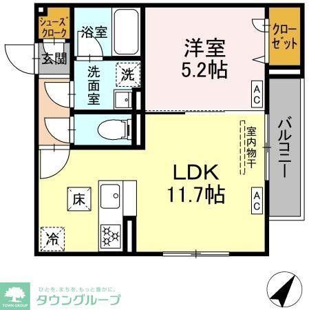 D-ROOM豊田(1LDK/3階)の間取り写真