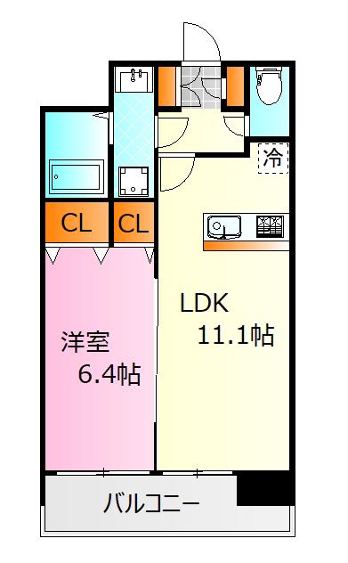 コンティニューム宇品(1LDK/10階)の間取り写真