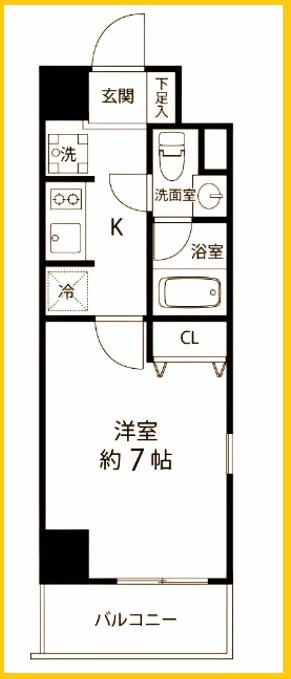 TSGARDENCENTERMINAMI(1K/5階)の間取り写真