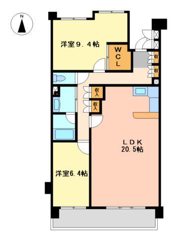 プライムメゾン富士見台(2LDK/2階)の間取り写真