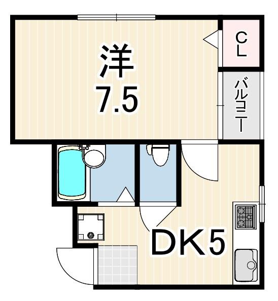 プランドール大久保(1DK/2階)の間取り写真