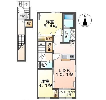 メゾンド・ソレイユ(2LDK/2階)の間取り写真