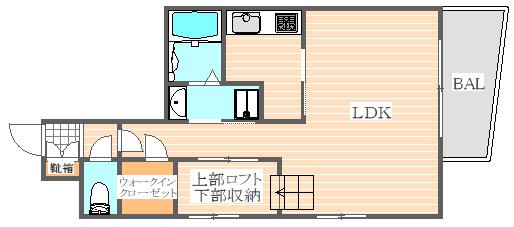 リアンシエルブルー東比恵2(1SLDK/6階)の間取り写真