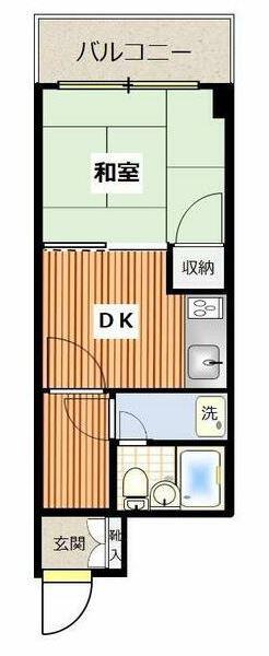 ライオンズプラザ池尻大橋(1DK/10階)の間取り写真