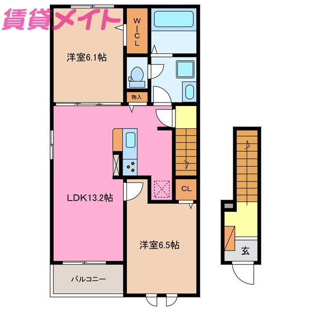 ひかり B(2LDK/2階)の間取り写真