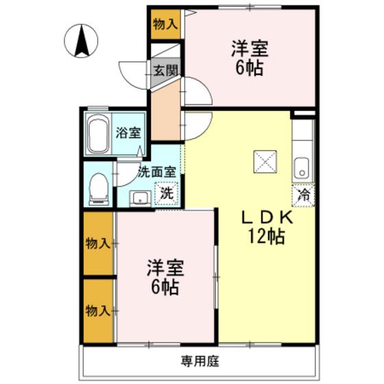 HOUSE T&T(2LDK/1階)の間取り写真