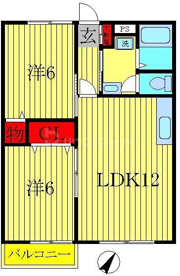 クレール南青山(2LDK/2階)の間取り写真