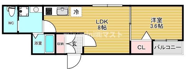 H-MAISON大正VI(1LDK/3階)の間取り写真
