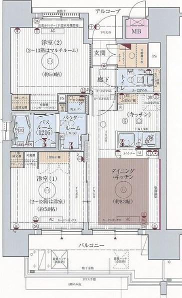 エステムプラザ福岡・県庁前ネオシス(2DK/13階)の間取り写真