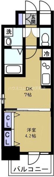 エスリード弁天町グロリア(1DK/2階)の間取り写真